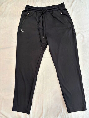 G Gradual Men's Athletic Pants Black Stretch Sweatpants Size M Medium Zippers